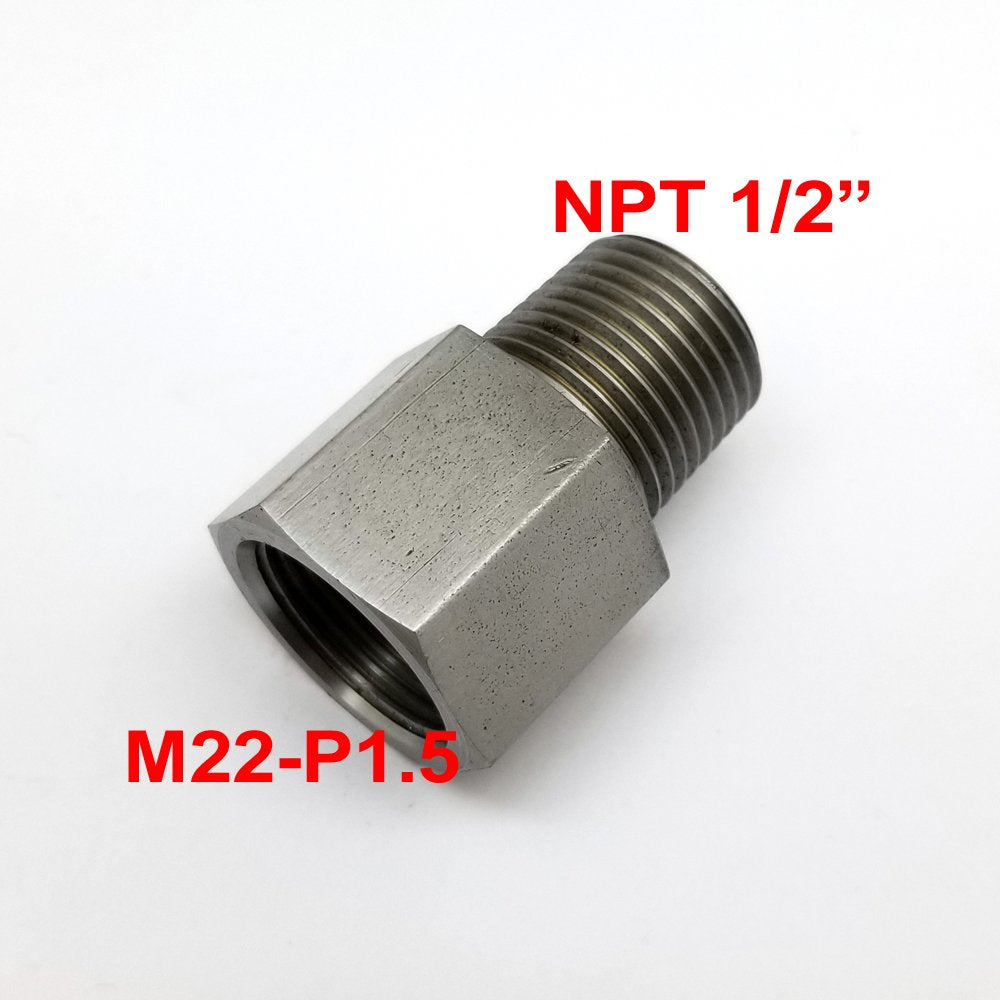スチールアダプター NPT 1/2 インチオス - M22x1.5 メス継手 HEX 27 L=43mm/1.7 インチ