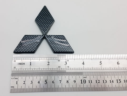 3D フィット三菱フロントリアバッジエンブレムロゴブラックカーボンスタイルプラスチック製